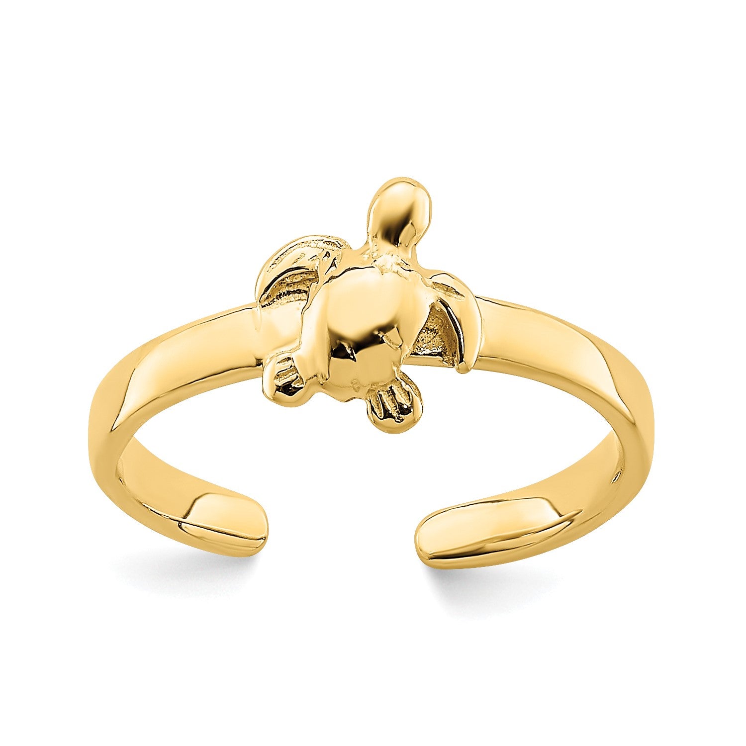 14k Real Solid Yellow Gold Adjustable Sea Turtle Toe Ring fine designer jewelry for men and women