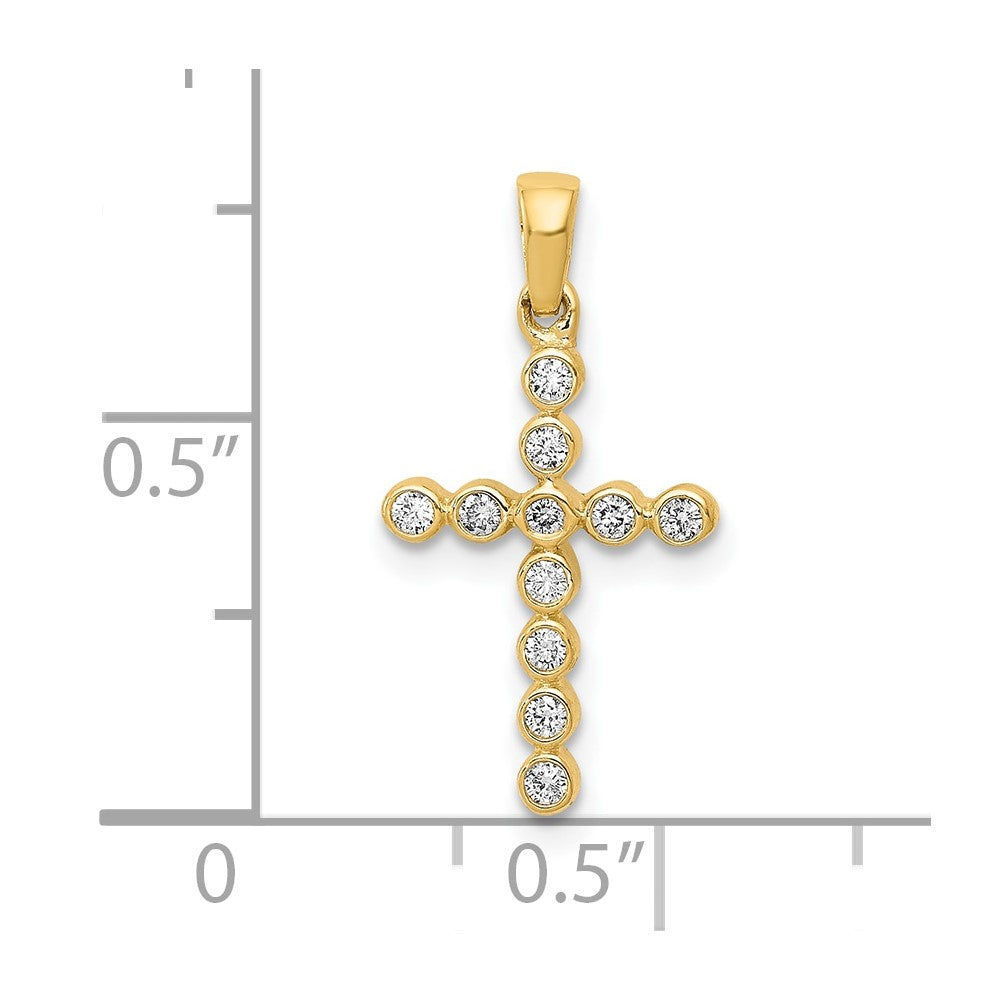 10K Real Yellow Solid Gold High Polished 1/10ct. Diamond Cross Pendant, 20x10mm fine designer jewelry for men and women