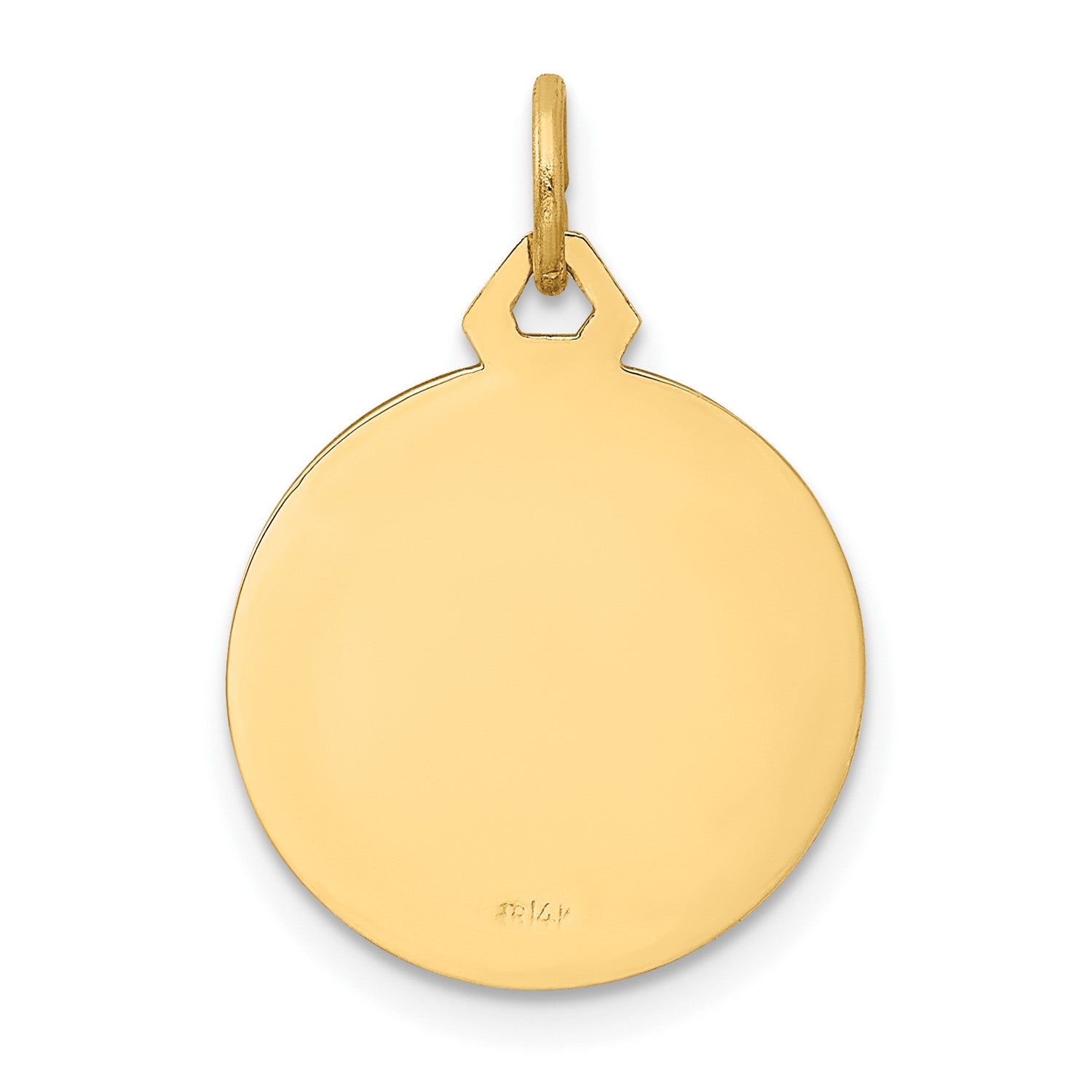 14k Real Yellow Gold Polished and Satin Small Round Jesus Medal Pendant, 0.5 Inch Diameter fine designer jewelry for men and women