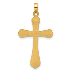 14k Yellow Real Gold Polished and Grooved Hollow Cross Pendant, 35x20mm fine designer jewelry for men and women