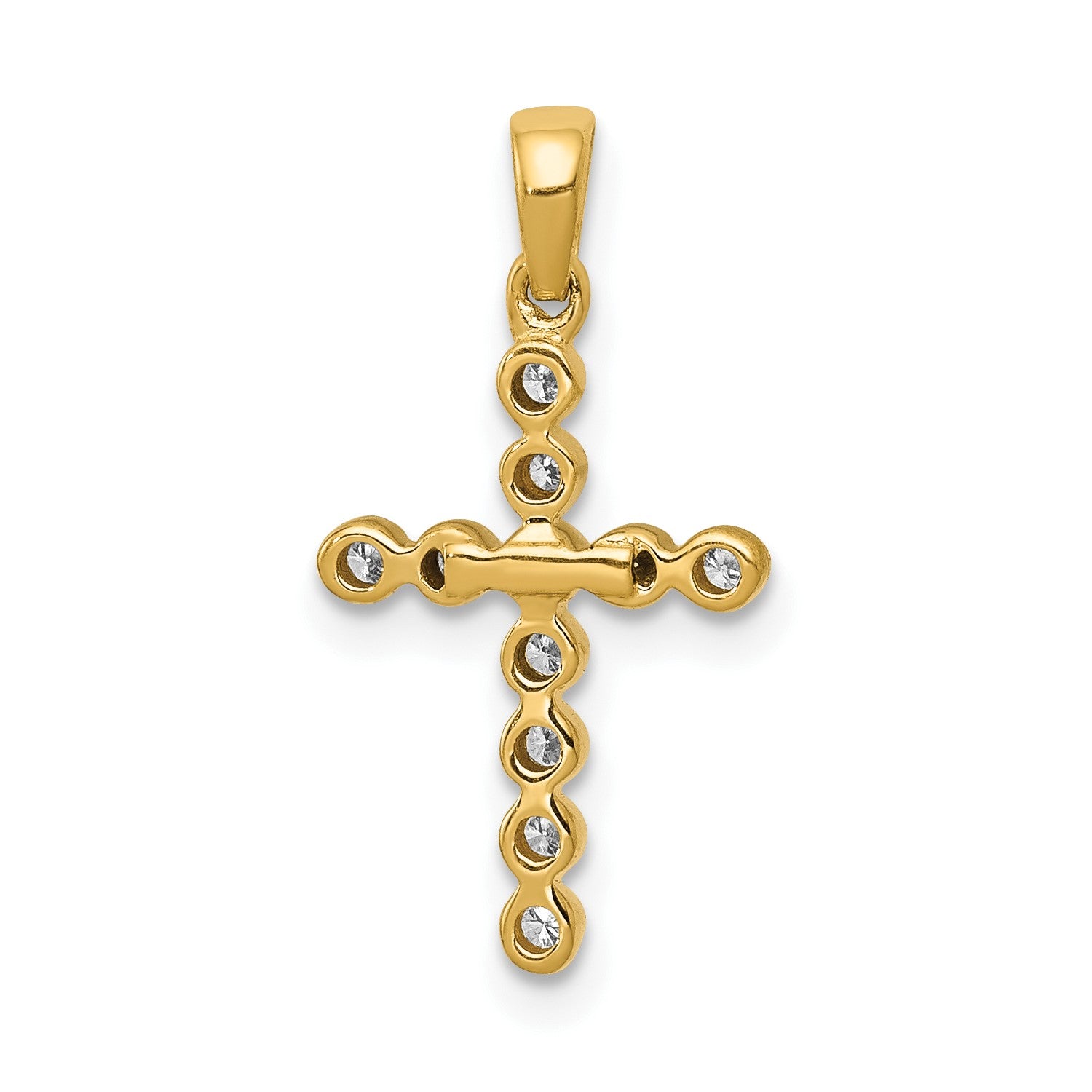 10K Real Yellow Solid Gold High Polished 1/10ct. Diamond Cross Pendant, 20x10mm fine designer jewelry for men and women