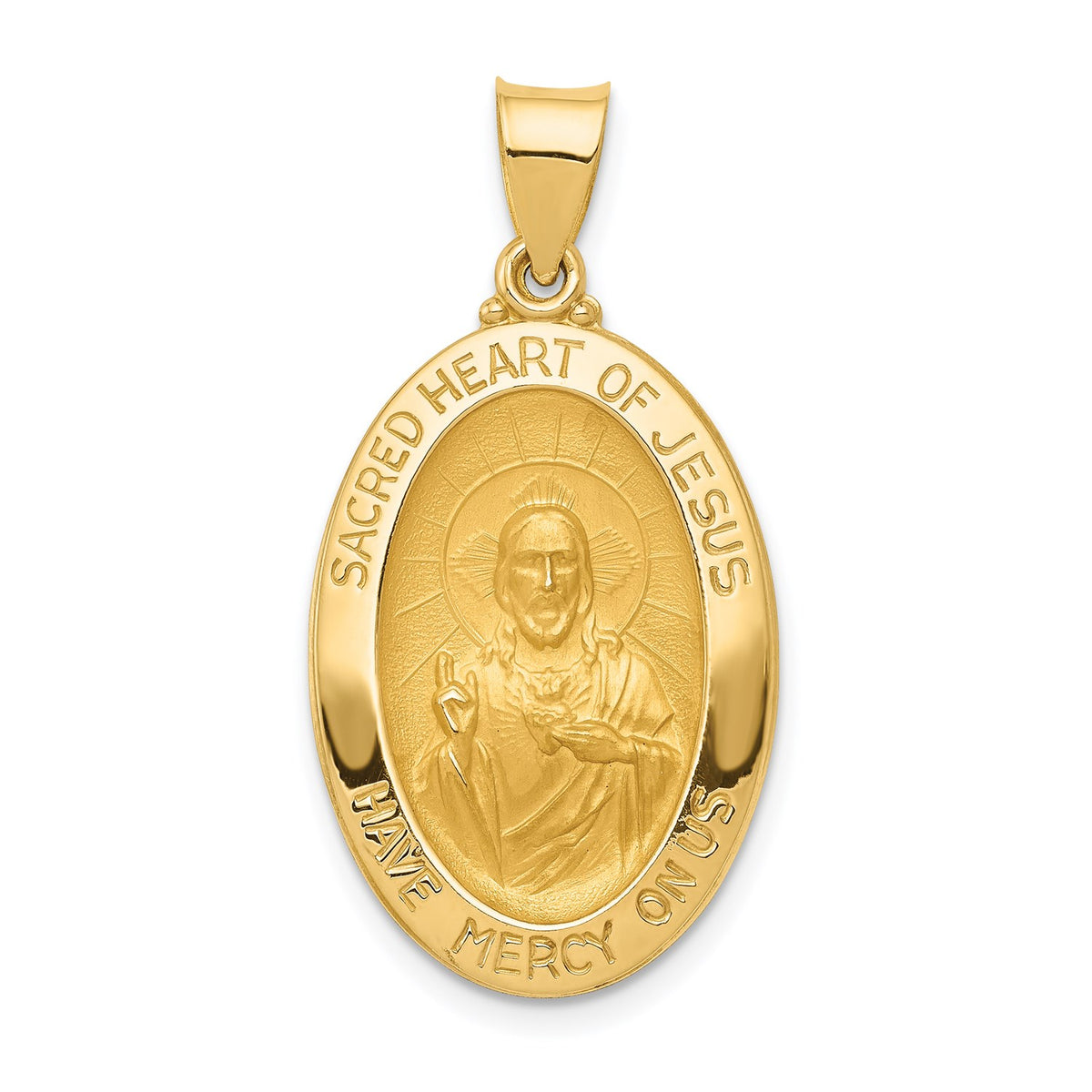 14K Yellow Gold Sacred Heart of Jesus Charm Pendant, 27x17mm fine designer jewelry for men and women