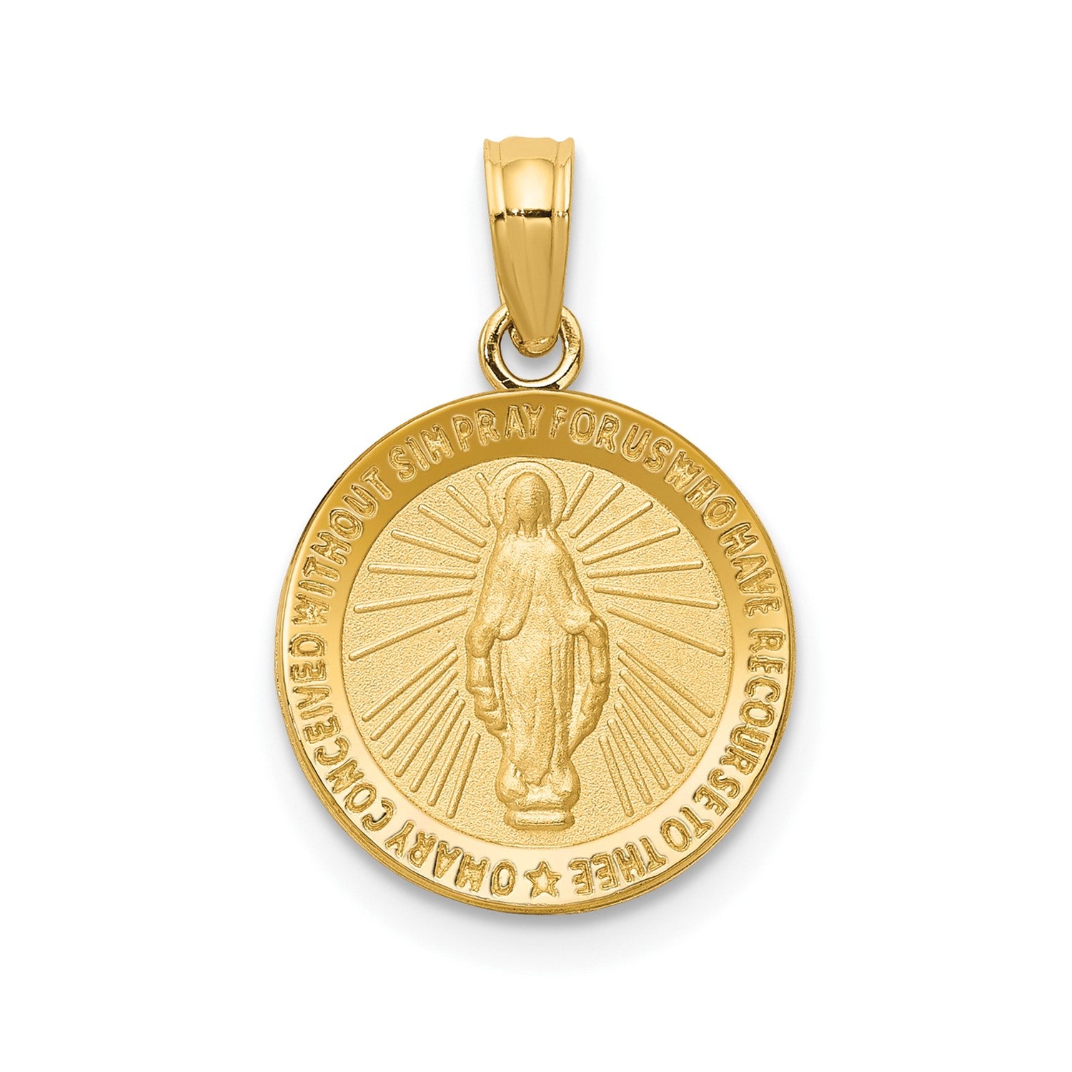 10k Real Solid Yellow Gold Miraculous Mary Charm Pendant, 13mm fine designer jewelry for men and women