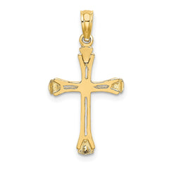 14K Real Solid Yellow Gold High Polished Unisex Cross Pendant, 1 x 0.5 inches fine designer jewelry for men and women