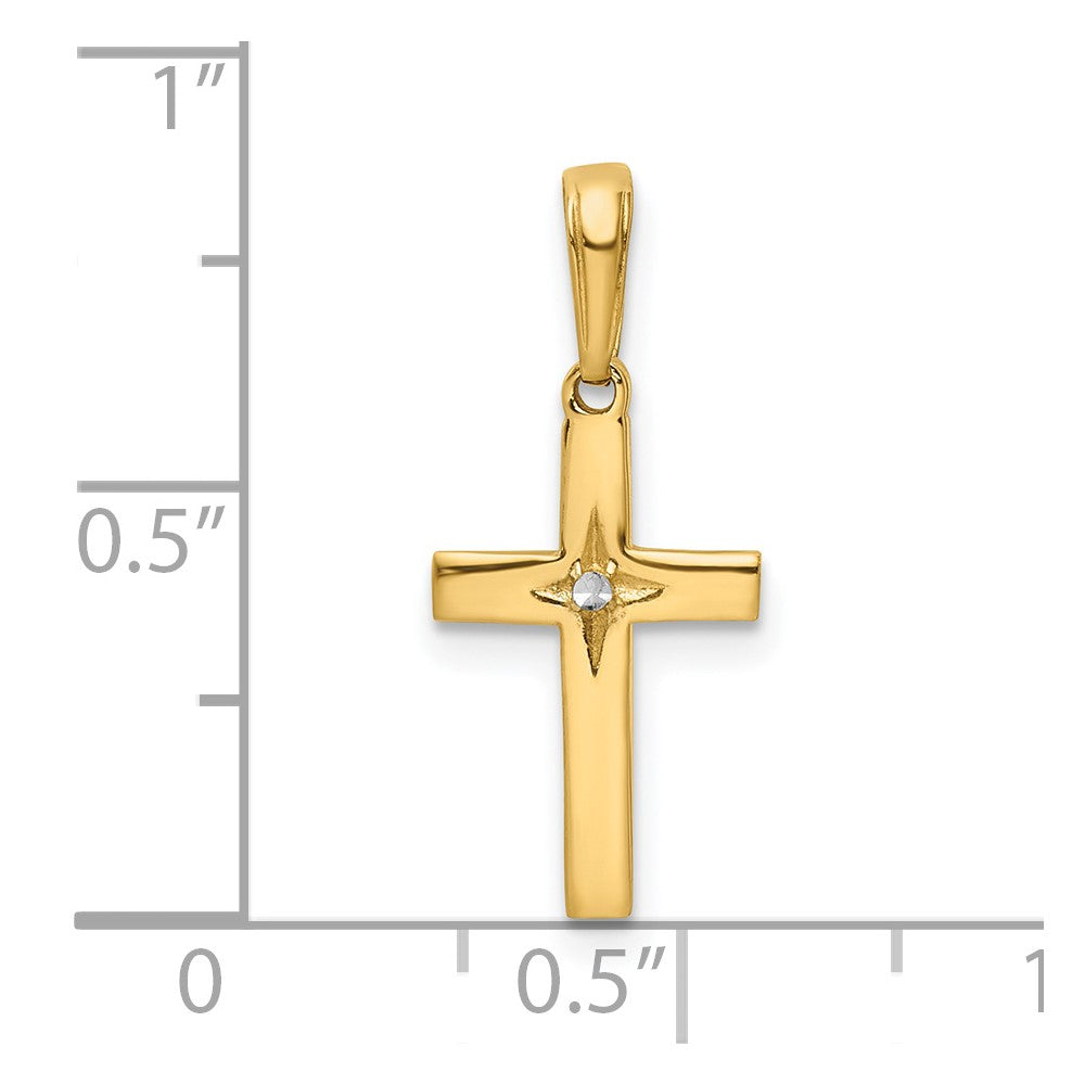 14k Real Yellow Gold and Rhodium D/C Cross Pendant Charm, 22x10mm fine designer jewelry for men and women