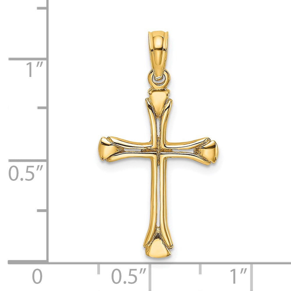 14K Real Solid Yellow Gold High Polished Unisex Cross Pendant, 1 x 0.5 inches fine designer jewelry for men and women