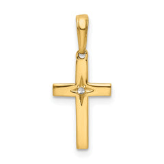 14k Real Yellow Gold and Rhodium D/C Cross Pendant Charm, 22x10mm fine designer jewelry for men and women