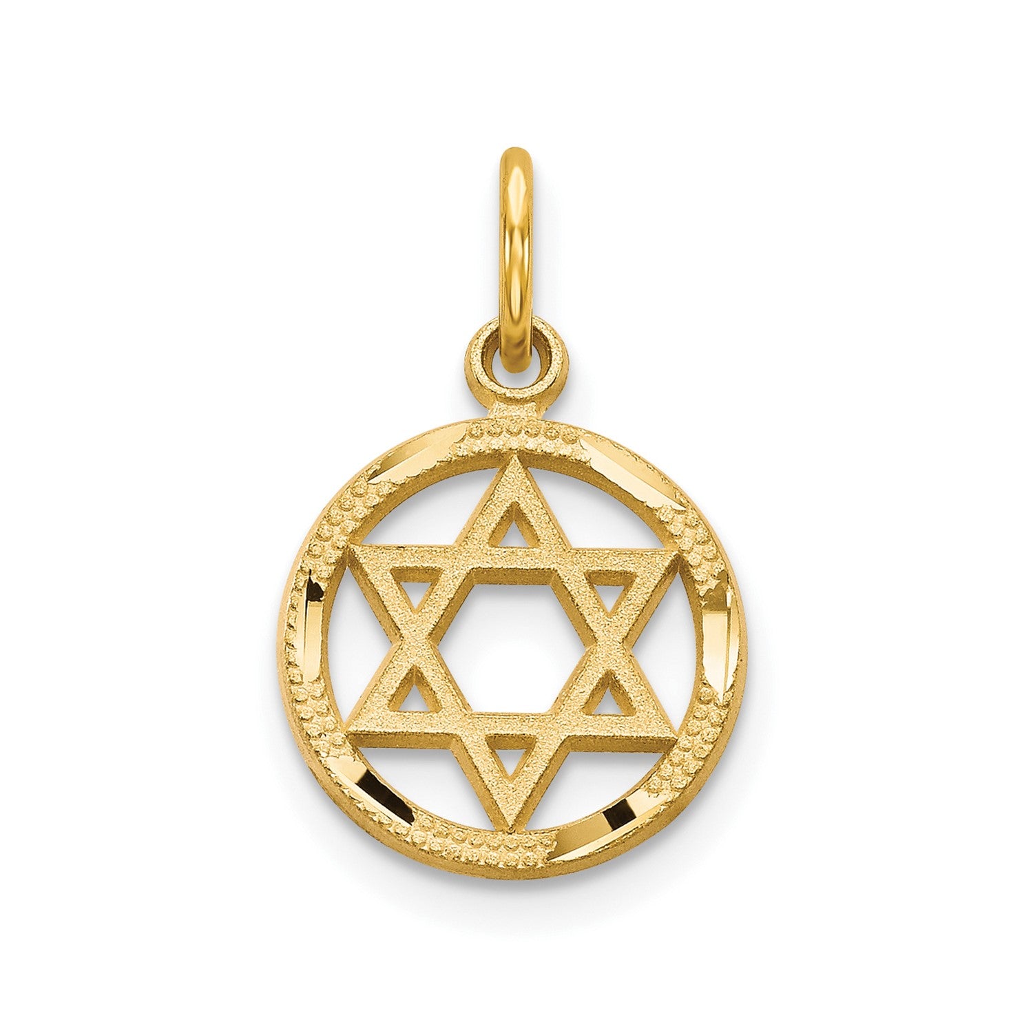 14k Solid Yellow Gold Star of David Charm Pendant, 19mm fine designer jewelry for men and women