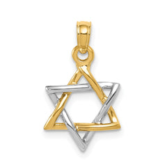 14K Two-tone Gold High Polished Star of David Pendant Charm, 13mm Diameter fine designer jewelry for men and women