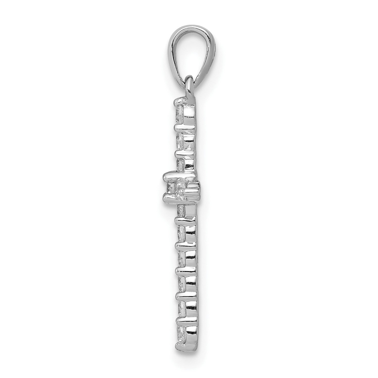 10K Real White Solid Gold High Polished 1/4ct. Diamond Cross Pendant Charm, 23x13mm fine designer jewelry for men and women