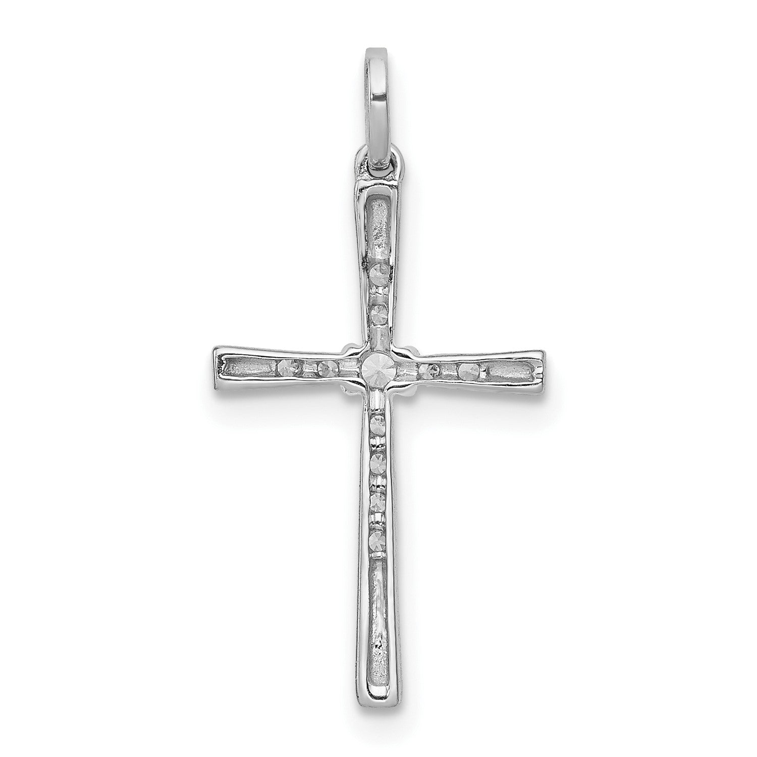 10K Real Solid White Gold 1/10ct. Diamond Cross Pendant, 19x11mm fine designer jewelry for men and women