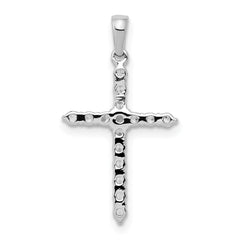 10K Real White Solid Gold High Polished 1/4ct. Diamond Cross Pendant Charm, 23x13mm fine designer jewelry for men and women