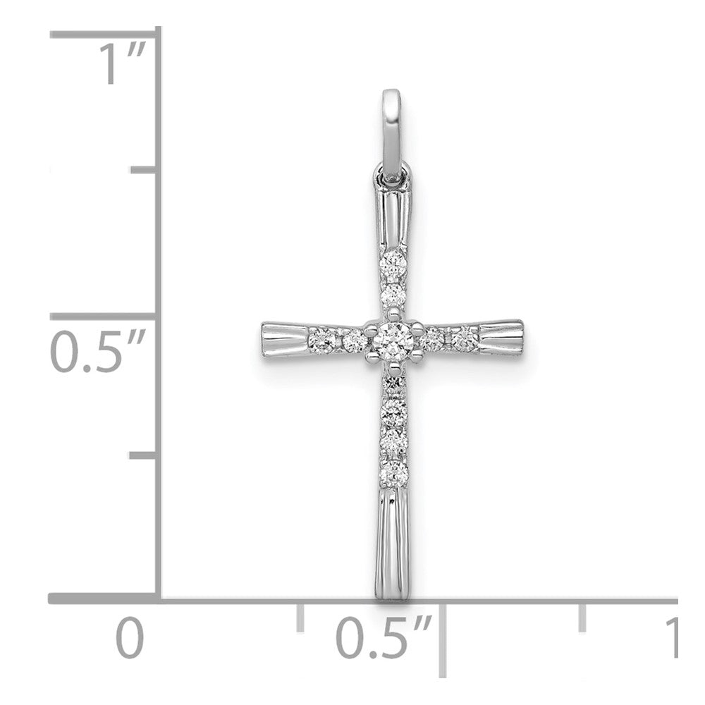 10K Real Solid White Gold 1/10ct. Diamond Cross Pendant, 19x11mm fine designer jewelry for men and women