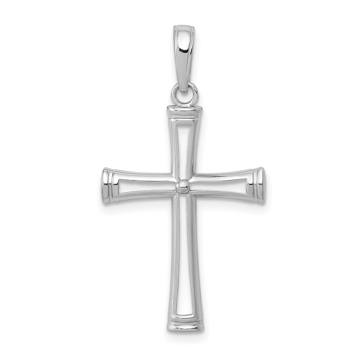 14K Real White Solid Gold High Polished and Cut-Out Cross Pendant Charm fine designer jewelry for men and women