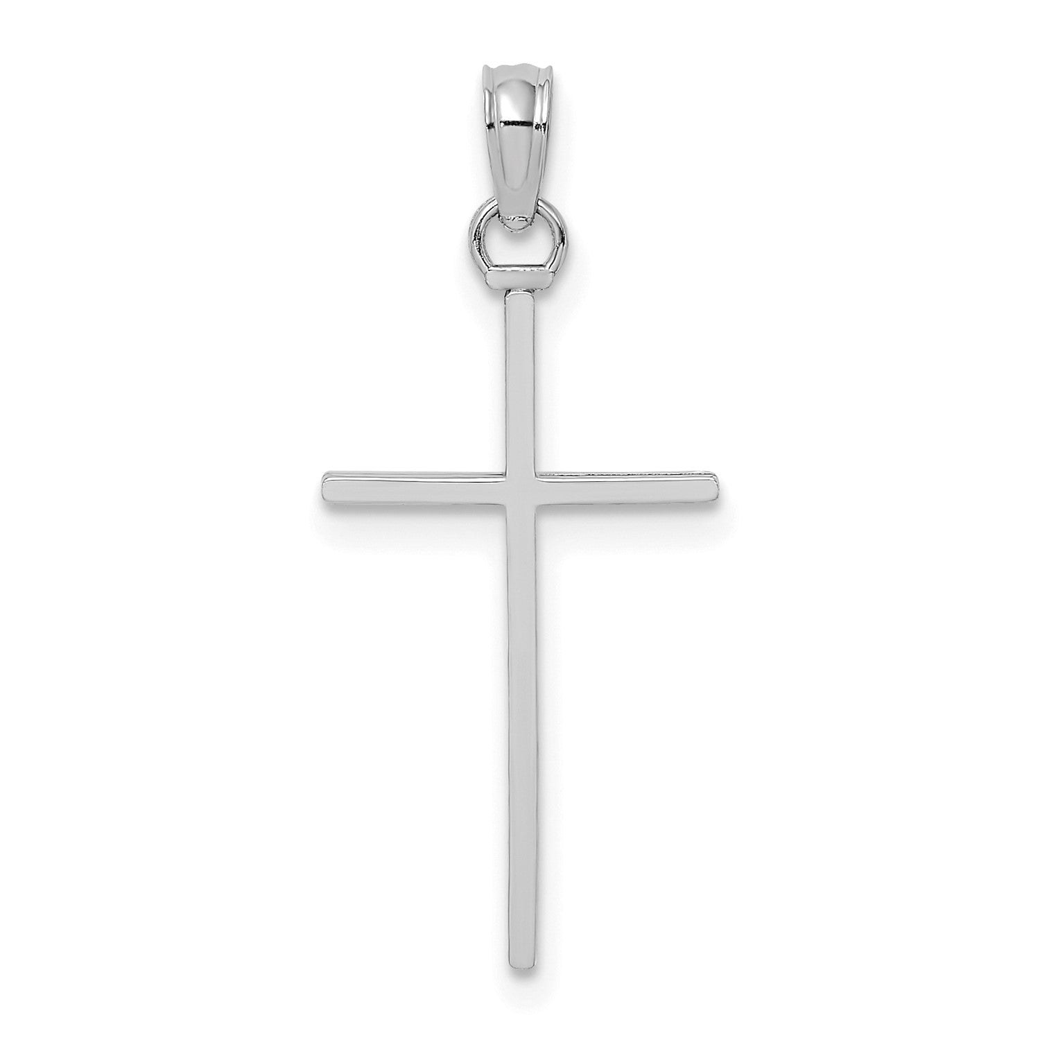 14K White Real Gold 3-D and Polished Cross Charm Pendant, 26x11mm fine designer jewelry for men and women