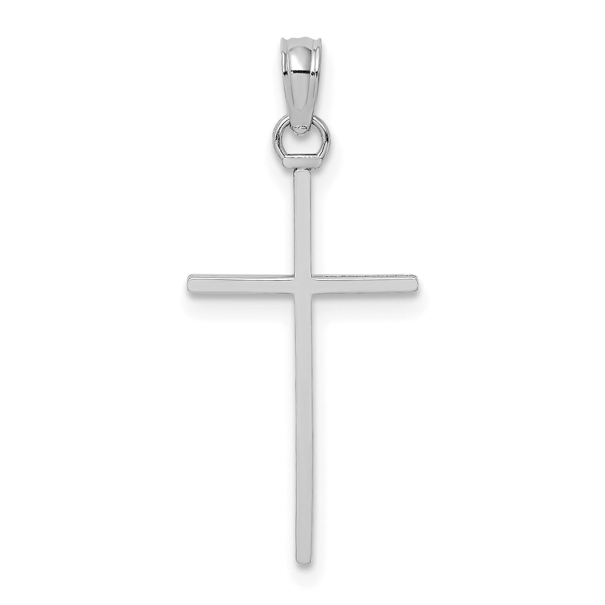 14K White Real Gold 3-D and Polished Cross Charm Pendant, 26x11mm fine designer jewelry for men and women