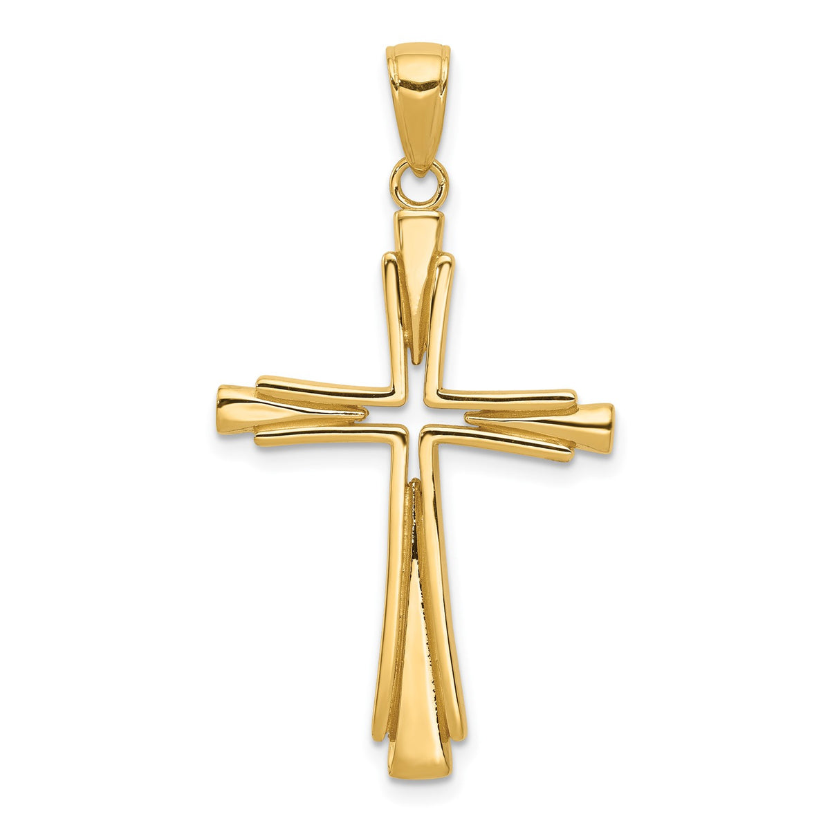 10k Real Yellow Solid Gold Polished Solid Cross Pendant Charm, 40x21mm fine designer jewelry for men and women