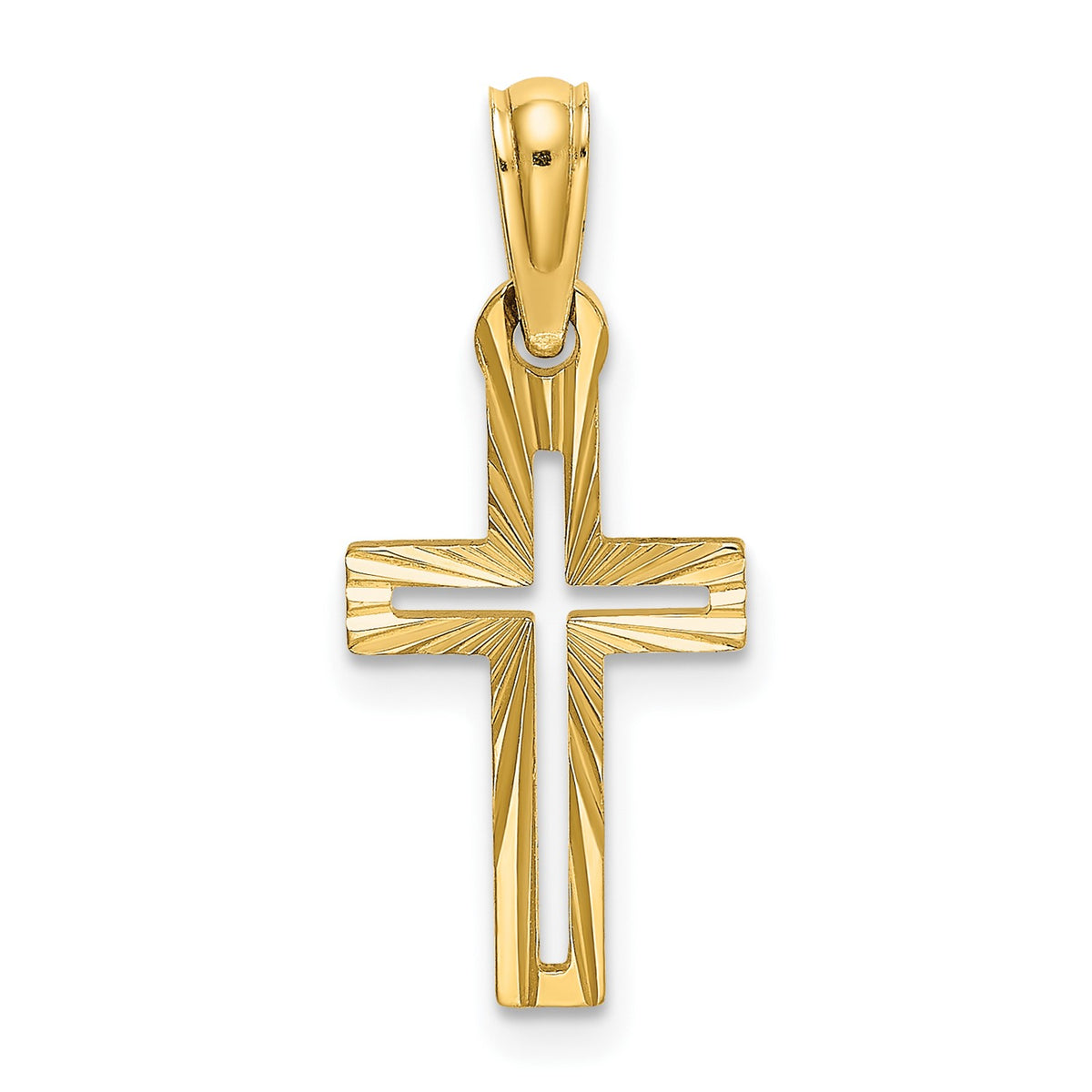 14K Real Yellow Gold D/C Cross Charm Pendant, Length 22mm fine designer jewelry for men and women