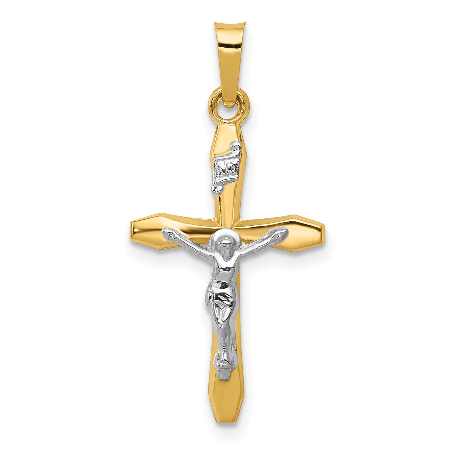 14k Real Two-tone Gold High Polished INRI Crucifix Pendant Charm fine designer jewelry for men and women