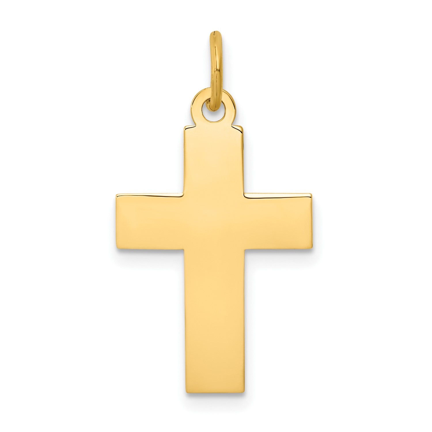 14K Real Yellow Gold High Polished Cross Pendant Charm, 29x15mm fine designer jewelry for men and women