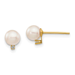 14k Gold Saltwater Akoya Pearl and Diamond Post Stud Earrings fine designer jewelry for men and women