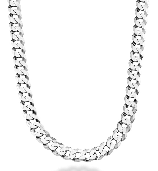 Rope Chain Necklace Sterling Silver Diamond Cut White Gold Look  Rhodium-Plated