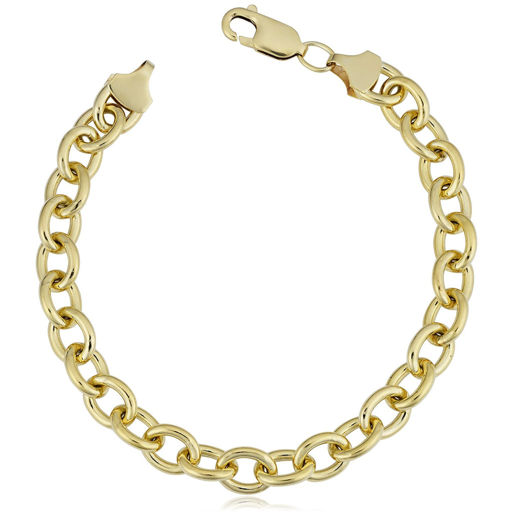 14K Yellow Gold 5.7mm Diamond-Cut Comfort Curb Chain Bracelet - 8