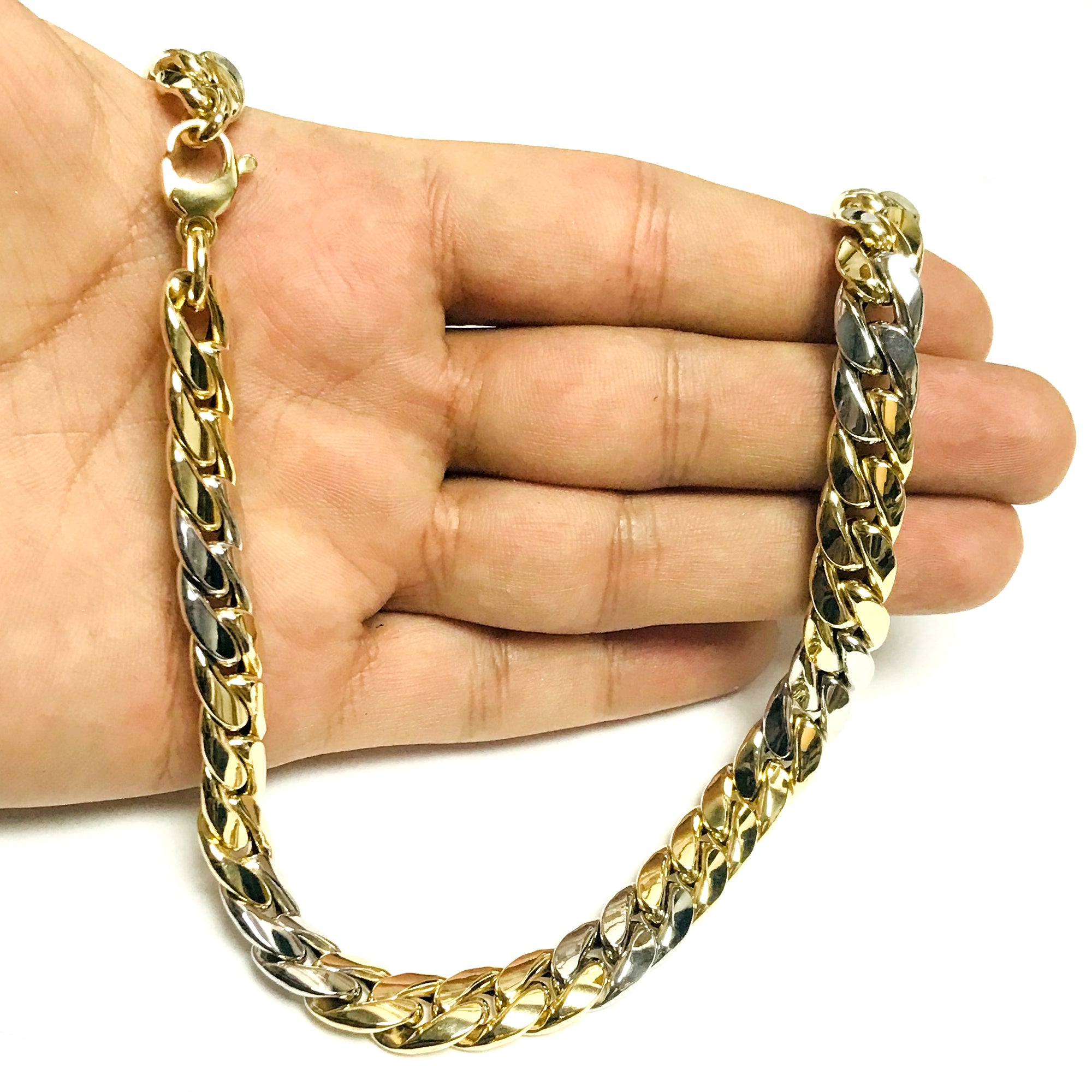 22 Inch Pave Diamond Solid Gold Cuban Link Chain Necklace - 11 mm