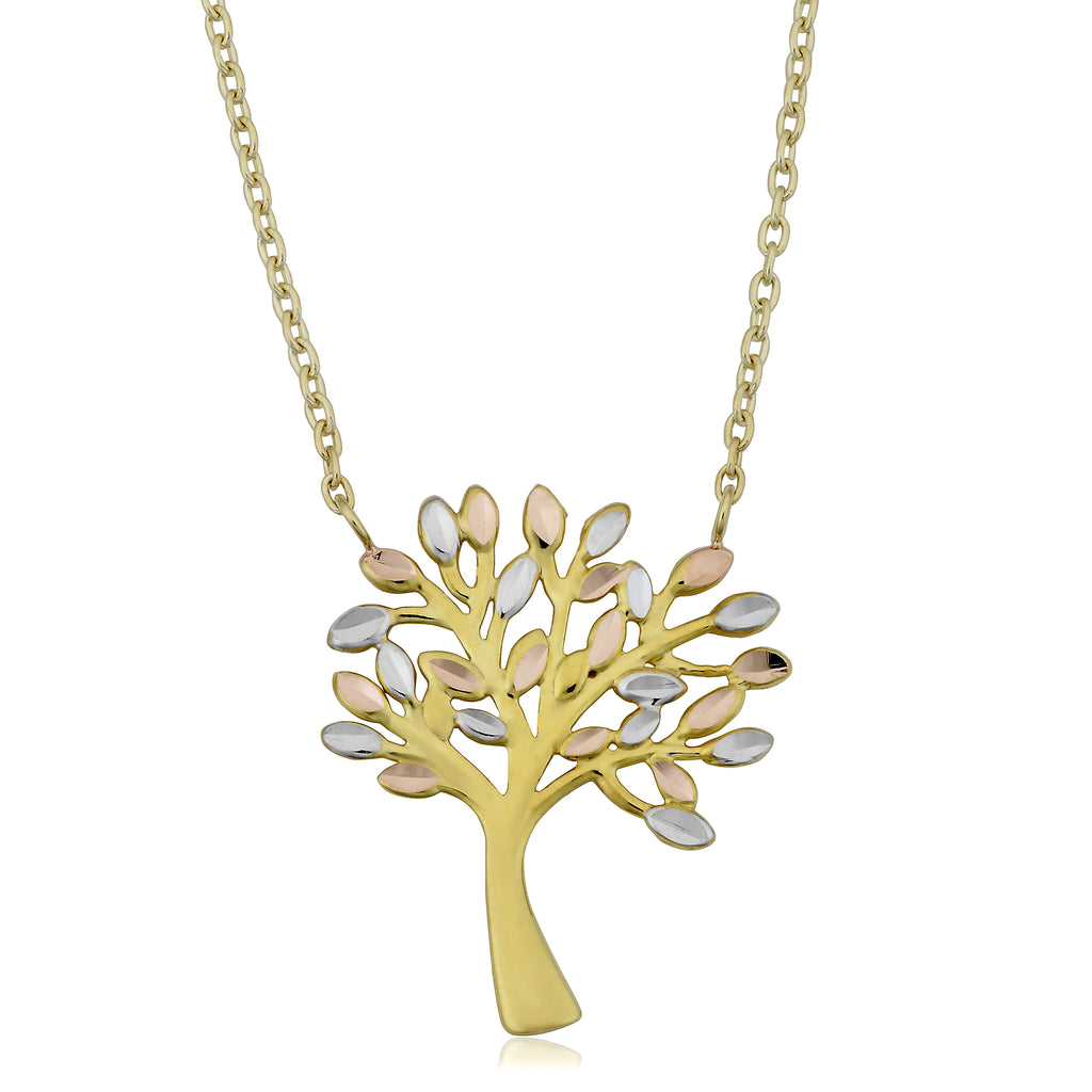 Round 14K Gold Tree of Life Pendant Necklace, Jewelry