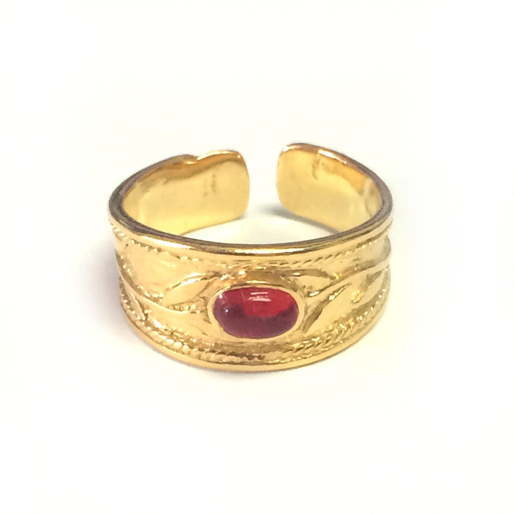 Sterling Silver And 18kt Yellow Gold Overlay Byzantine Adjustable Band Ring fine designer jewelry for men and women