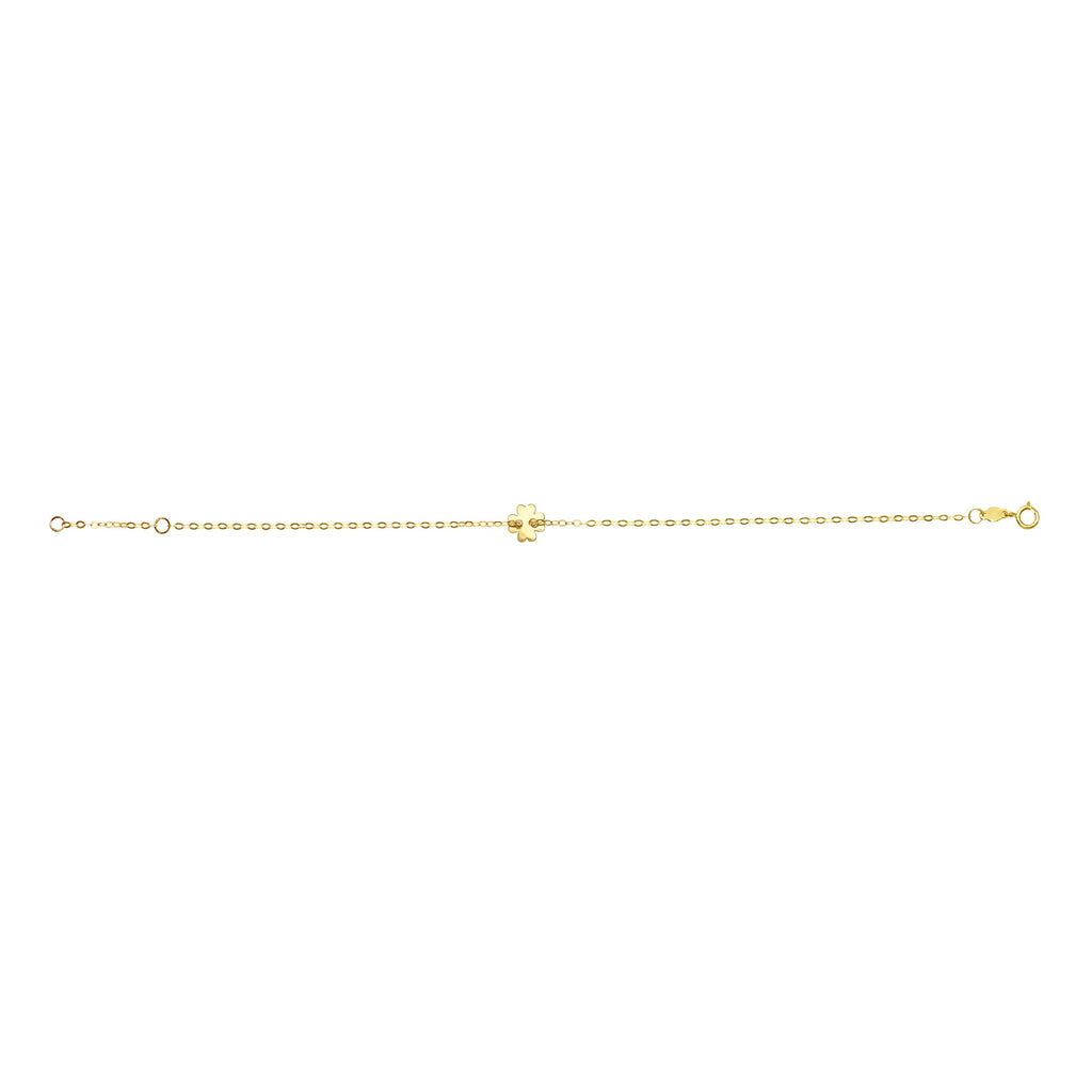 18k Yellow Gold Fancy Link Paperclip Necklace with Clover Pendant