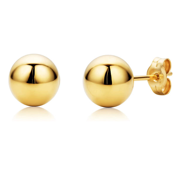 18ct yellow gold round ball stud earrings, 2805