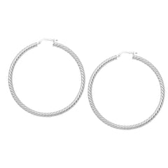 14k Gold Round Twisted Hoop Earrings, Diameter 40 mm fine designer jewelry for men and women