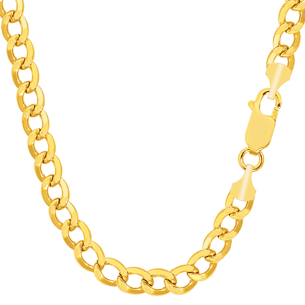 14k Yellow Gold Curb Hollow Chain Necklace, Width 5.5mm