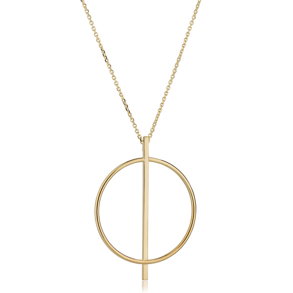 14K Yellow Gold Circle And Bar On 16