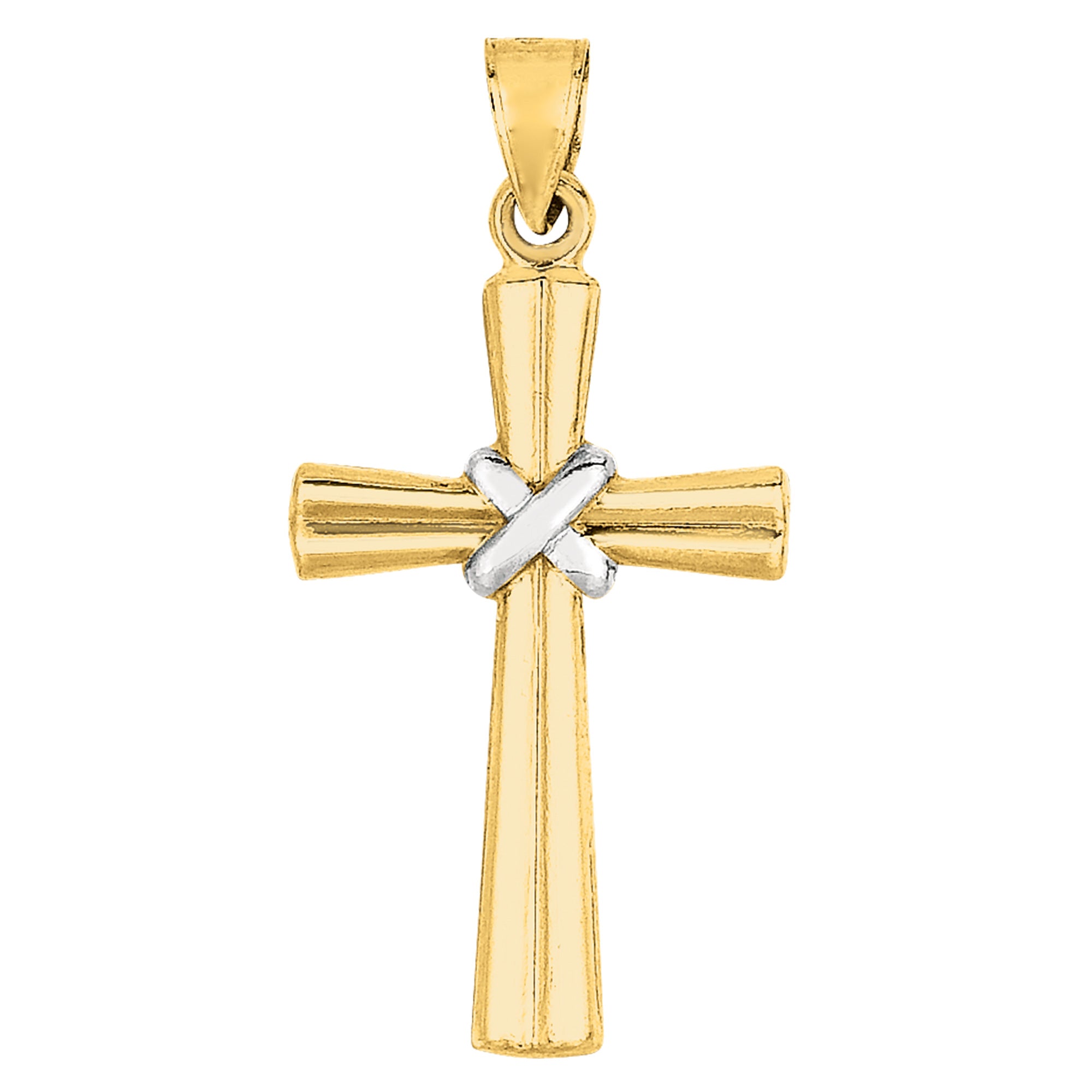 14k 2 Tone Gold Shiny Finish Cross Pendant – JewelryAffairs