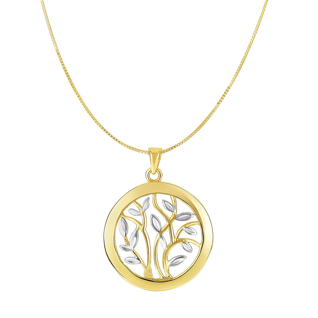 Round 14K Gold Tree of Life Pendant Necklace, Jewelry