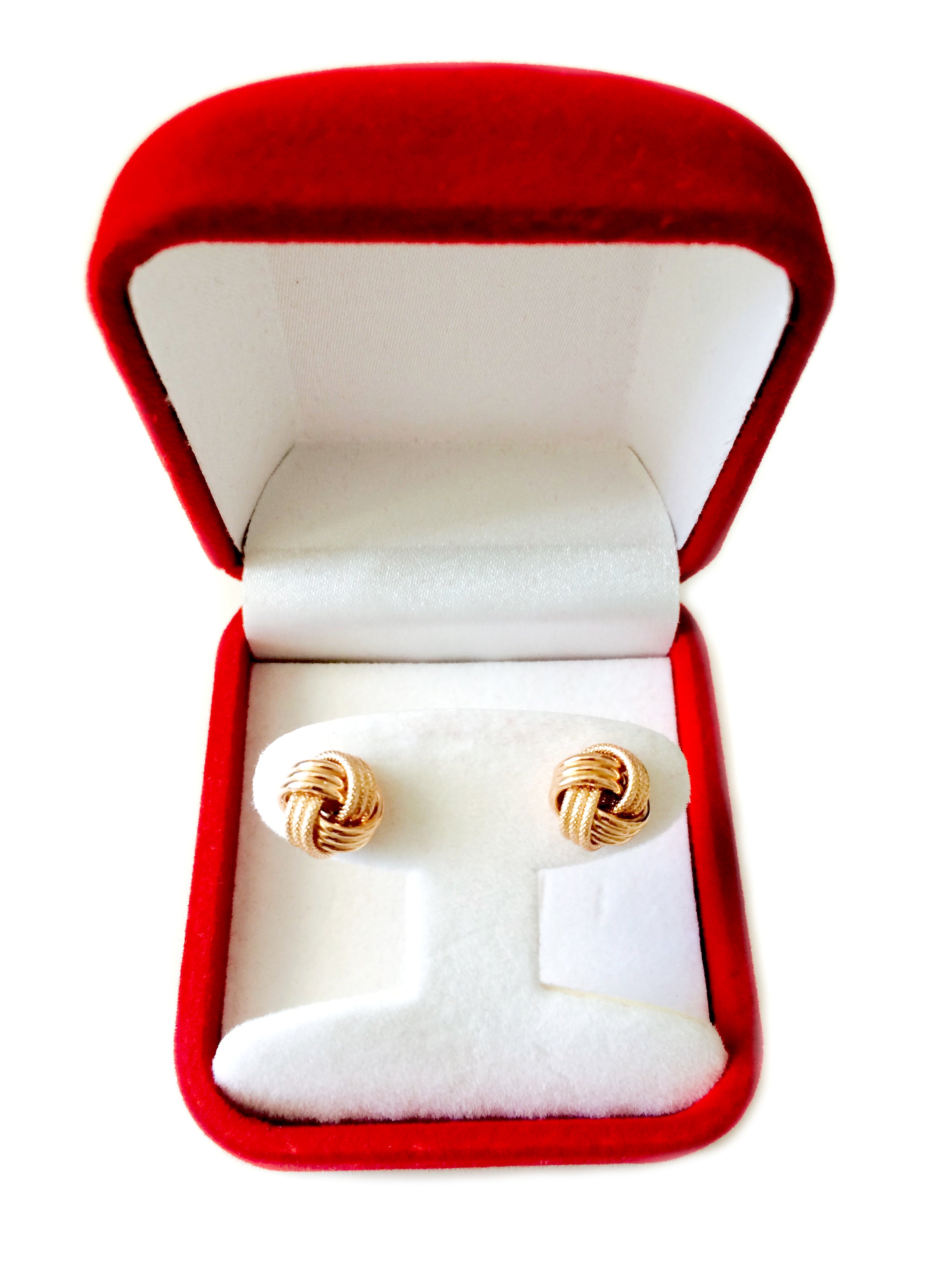 14k Gold Shiny And Textured Triple Row Love Knot Stud Earrings, 10mm ...