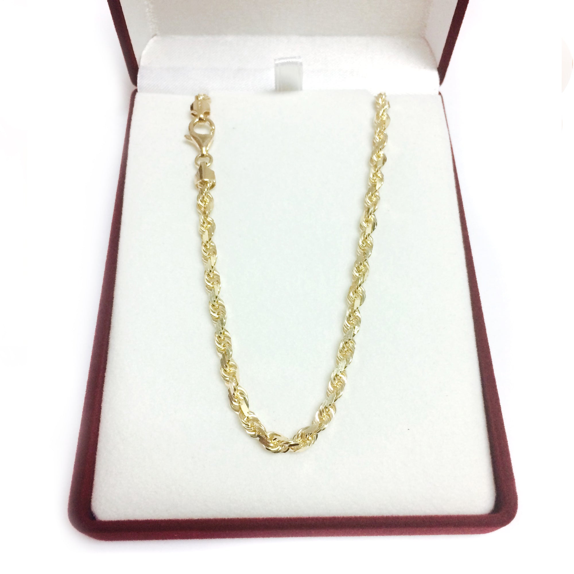 Jewelry Affairs 14k Yellow Solid Gold Diamond Cut Rope Chain Necklace,  2.25mm