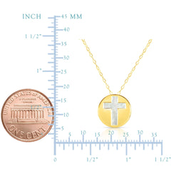 14K Yellow Gold Mother Of Pearl Cross Pendant Necklace, 16" fine designer jewelry for men and women