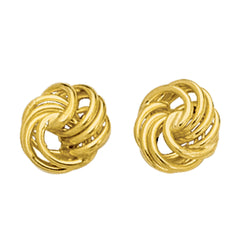14k Gold Shiny Textured 4 Row Love Knot Stud Earrings, 10mm ...