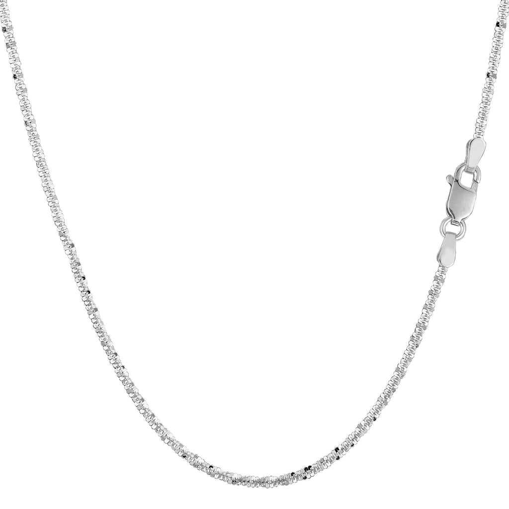 14k White Gold Sparkle Chain Bracelet, 1.5mm, 10