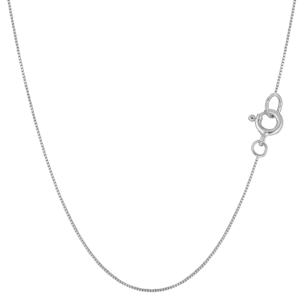 925 Sterling Silver Box Rhodium Adjustable 1mm Chain Silver 